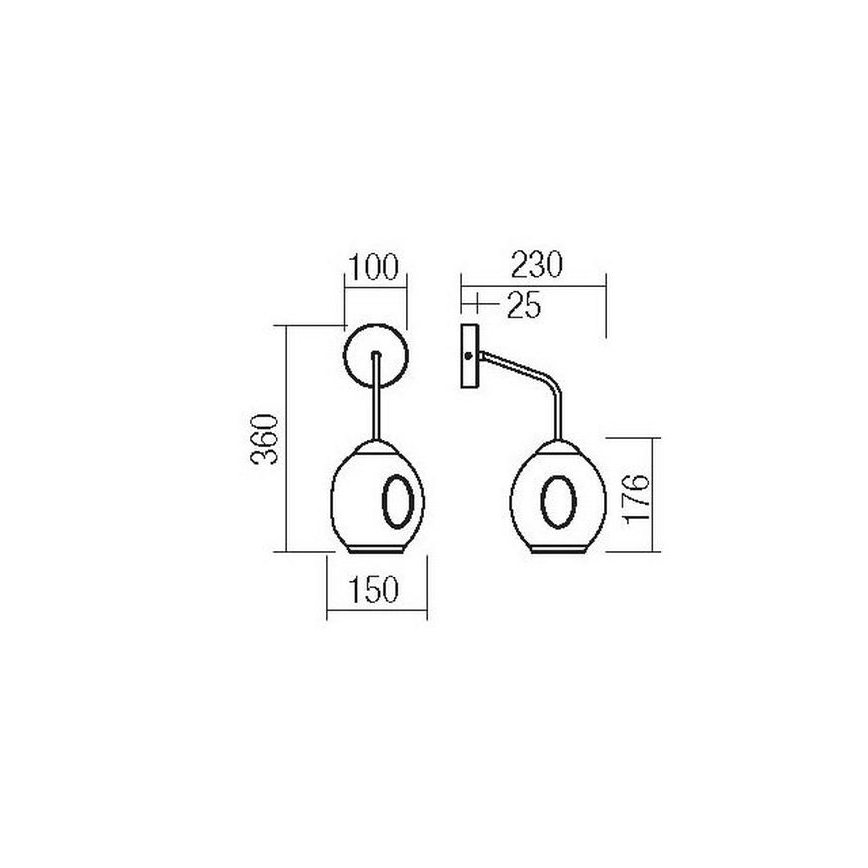 Redo 01-2617 - Candeeiro de parede PIERCE 1xE27/42W/230V dourado/fumado