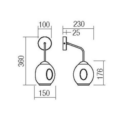 Redo 01-2618 - Candeeiro de parede PIERCE 1xE27/42W/230V preto/fumado