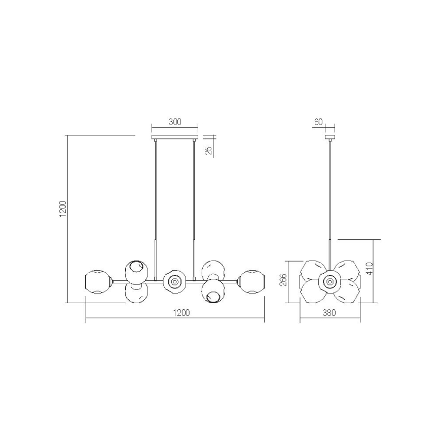 Redo 01-2622 - Candeeiro suspenso PIERCE 8xE27/42W/230V preto/fumado