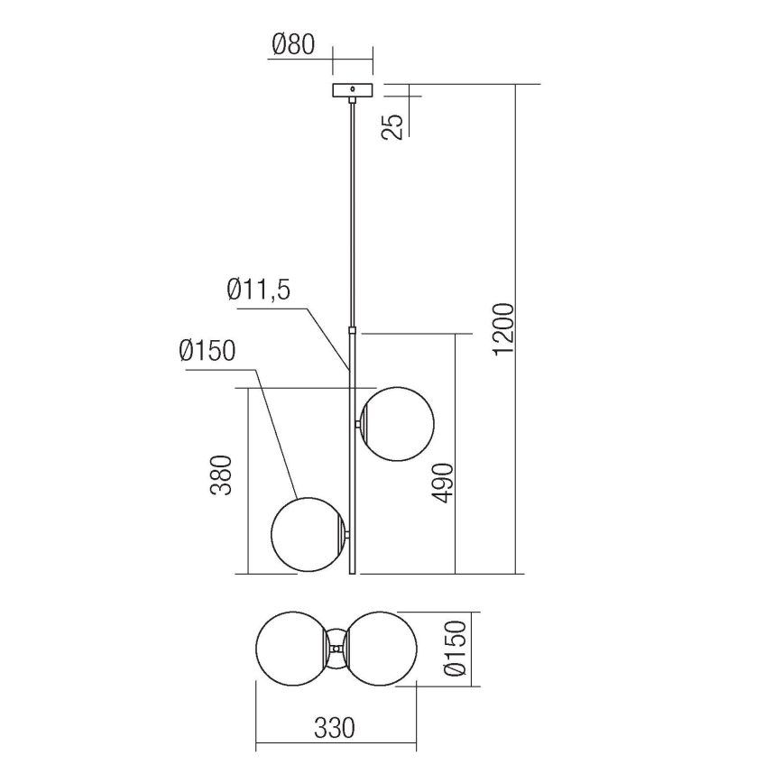 Redo 01-2625 - Candelabro suspenso NIVA 2xE14/28W/230V