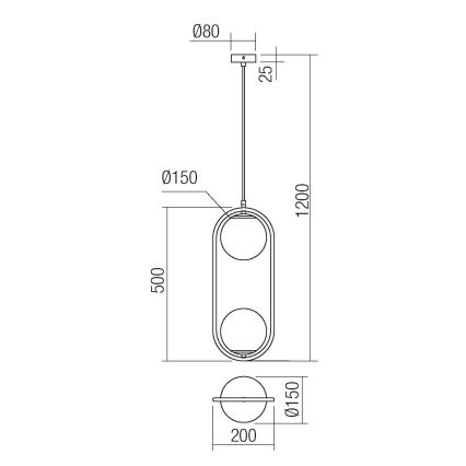Redo 01-2626 - Candelabro suspenso NIVA 2xE14/28W/230V