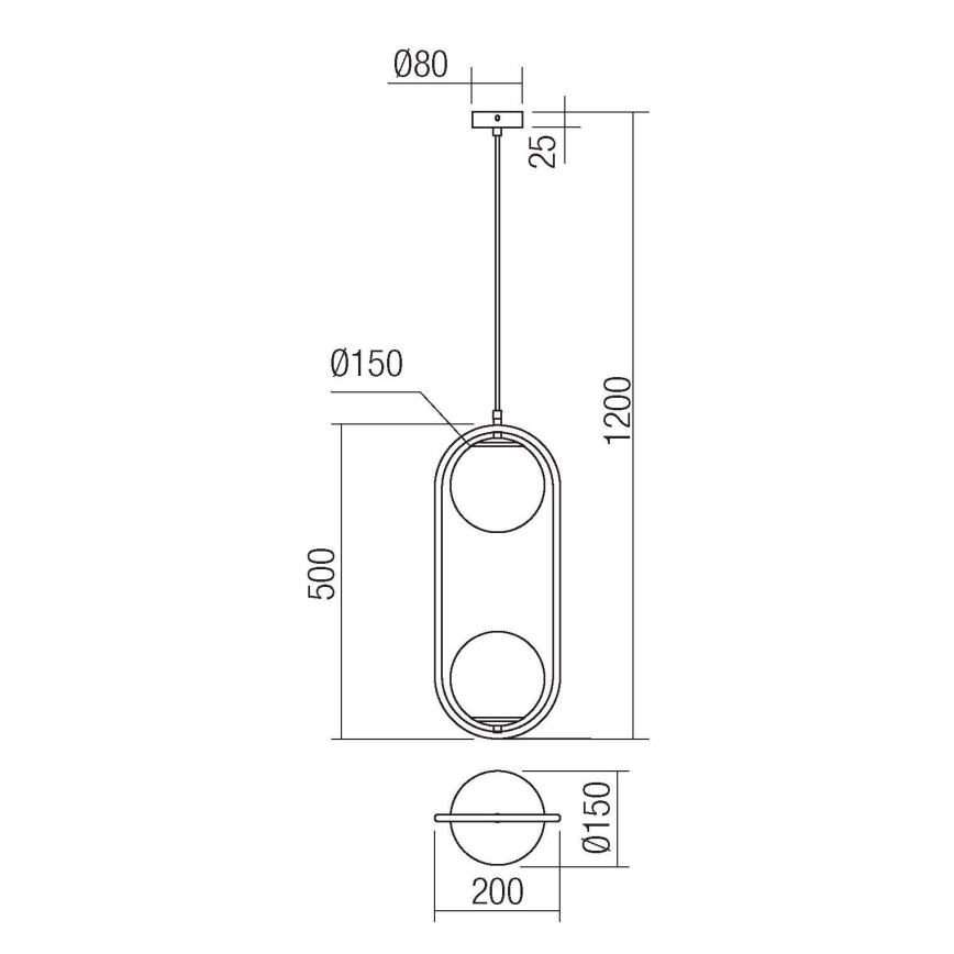 Redo 01-2626 - Candelabro suspenso NIVA 2xE14/28W/230V