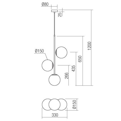 Redo 01-2627 - Candelabro suspenso NIVA 3xE14/28W/230V