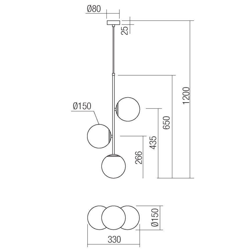 Redo 01-2627 - Candelabro suspenso NIVA 3xE14/28W/230V