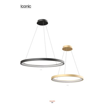 Redo 01-2673 - Candelabro suspenso LED com regulação ICONIC LED/50W/230V diâmetro 58 cm dourada