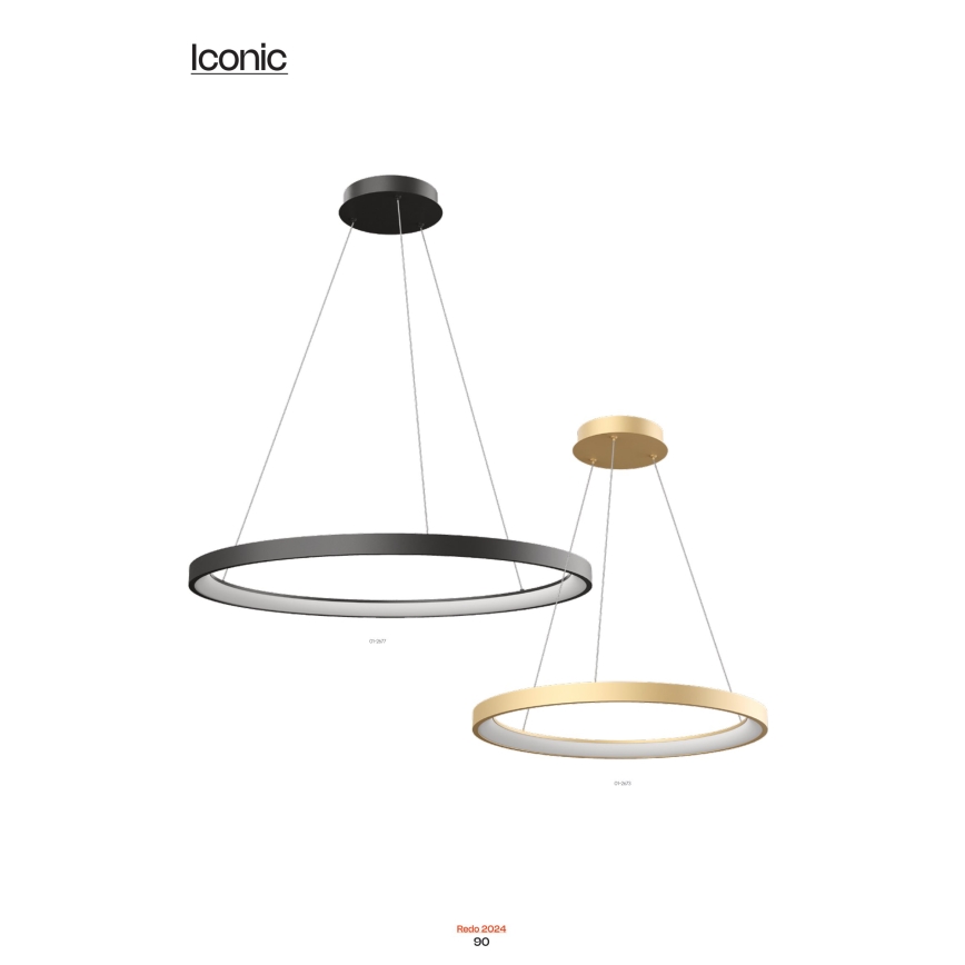 Redo 01-2673 - Candelabro suspenso LED com regulação ICONIC LED/50W/230V diâmetro 58 cm dourada