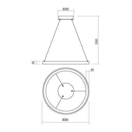 Redo 01-2673 - Candelabro suspenso LED com regulação ICONIC LED/50W/230V diâmetro 58 cm dourada