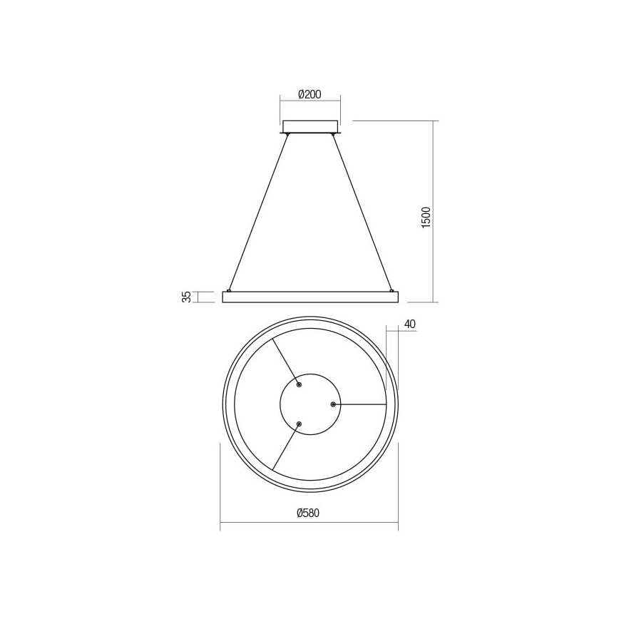 Redo 01-2673 - Candelabro suspenso LED com regulação ICONIC LED/50W/230V diâmetro 58 cm dourada