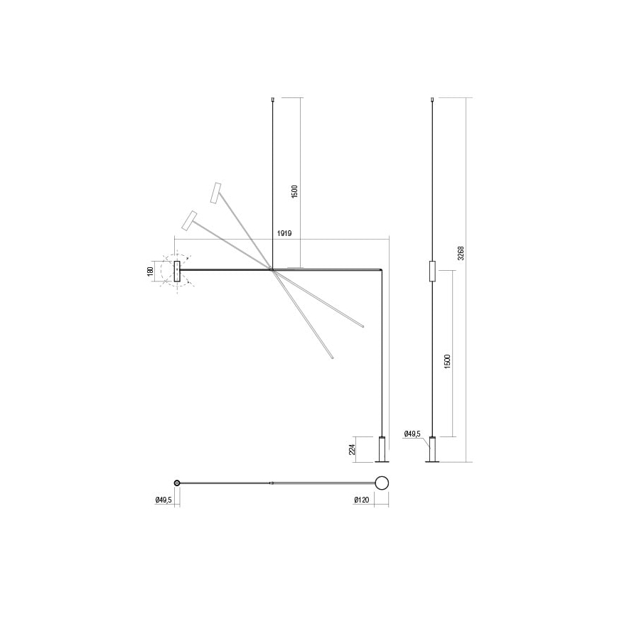 Redo 01-2695 - Candeeiro de chão LED com regulação PICAS LED/12W/230V preto