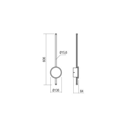 Redo 01-2700 - Iluminação de parede LED DIAZ LED/18W/230V CRI 90 dourado