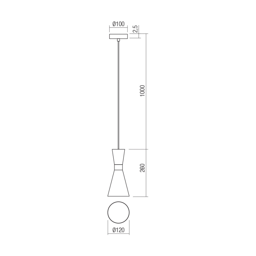 Redo 01-2710 - Candeeiro suspenso KILT 1xE27/42W/230V diâmetro 12 cm dourado