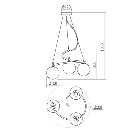 Redo 01-2715 - Candelabro suspenso VOLLEY 3xE14/28W/230V dourada