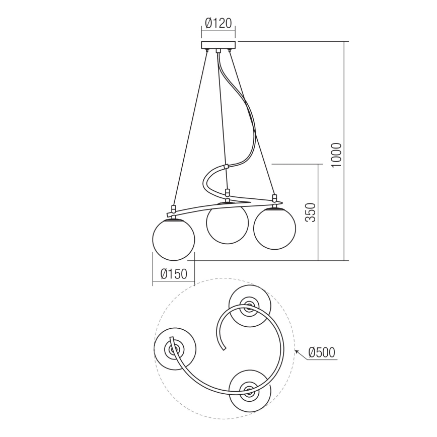 Redo 01-2715 - Candelabro suspenso VOLLEY 3xE14/28W/230V dourada