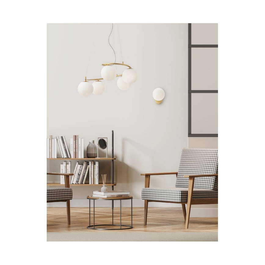 Redo 01-2719 - Candelabro suspenso VOLLEY 5xE14/28W/230V dourada