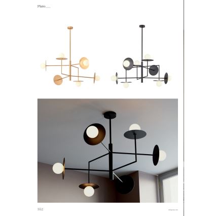 Redo 01-2733 - Candeeiro suspenso PLATO 6xG9/10W/230V dourado