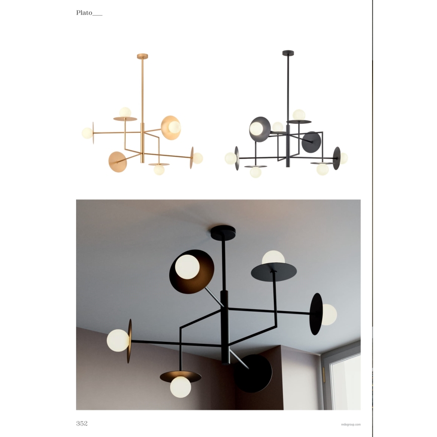 Redo 01-2733 - Candeeiro suspenso PLATO 6xG9/10W/230V dourado