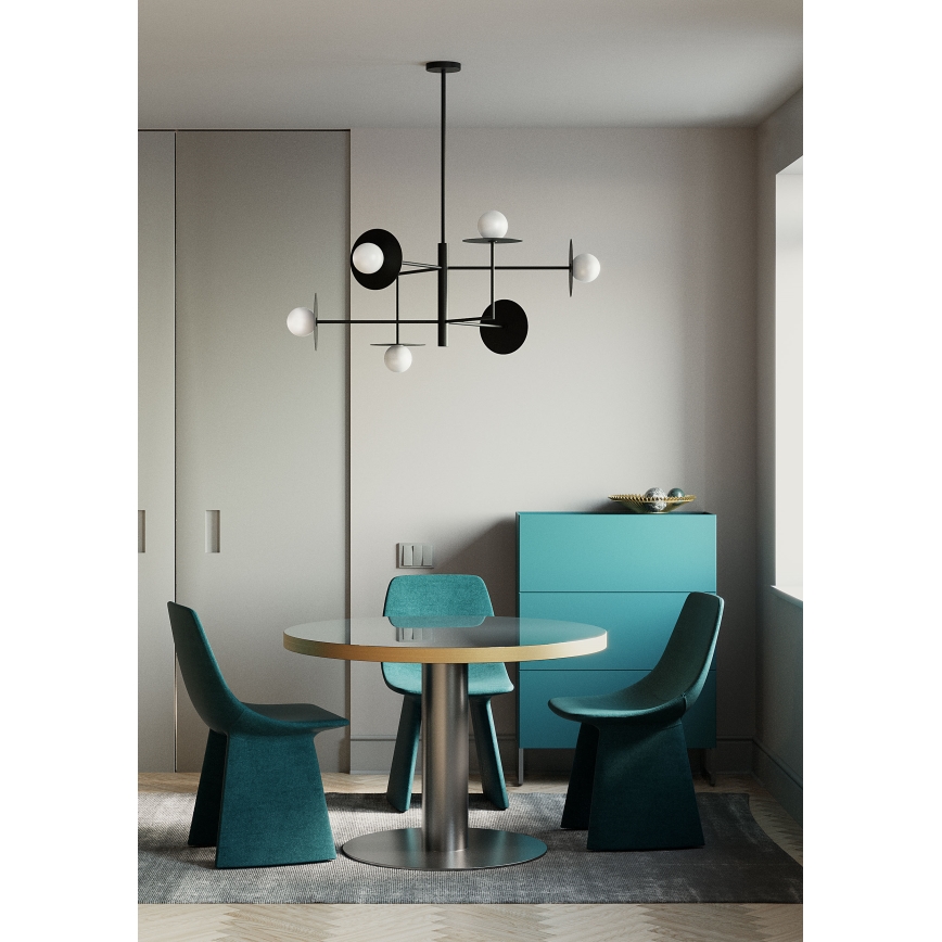 Redo 01-2734 - Candeeiro suspenso PLATO 6xG9/10W/230V preto