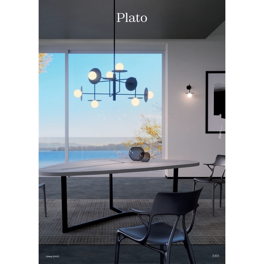 Redo 01-2734 - Candeeiro suspenso PLATO 6xG9/10W/230V preto