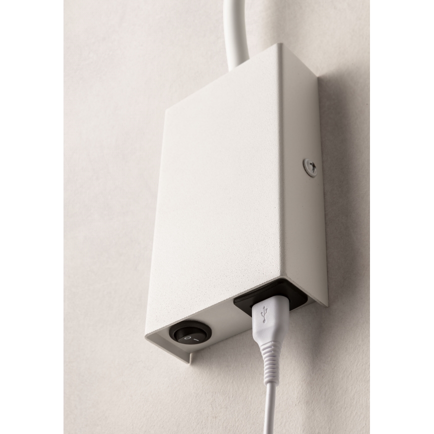 Redo 01-2754 - Candeeiro de parede LED WALLIE LED/3W/230V USB CRI 90 branco