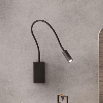 Redo 01-2755 - Candeeiro de parede LED WALLIE LED/3W/230V USB CRI 90 preto