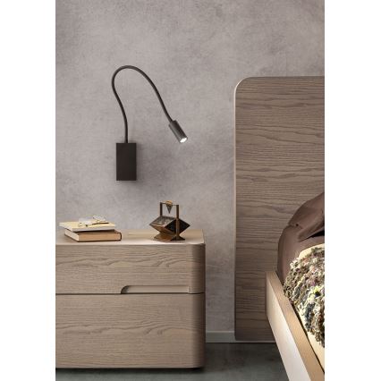 Redo 01-2755 - Candeeiro de parede LED WALLIE LED/3W/230V USB CRI 90 preto