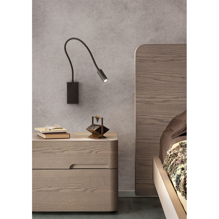 Redo 01-2755 - Candeeiro de parede LED WALLIE LED/3W/230V USB CRI 90 preto