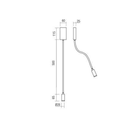 Redo 01-2755 - Candeeiro de parede LED WALLIE LED/3W/230V USB CRI 90 preto
