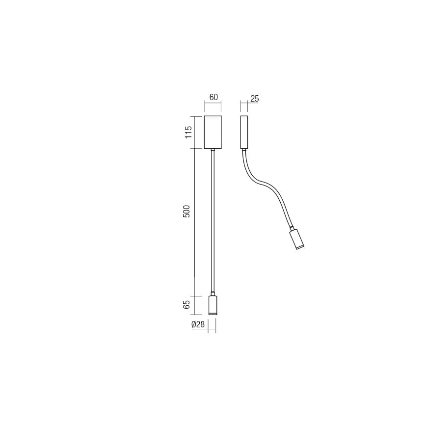 Redo 01-2755 - Candeeiro de parede LED WALLIE LED/3W/230V USB CRI 90 preto