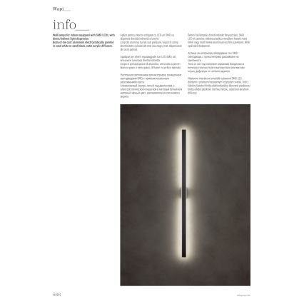 Redo 01-2769 - Iluminação de parede LED WAPI LED/23W/230V 90,5 cm preto