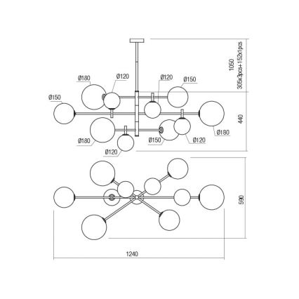 Redo 01-2781 - Candelabro suspenso ROY 10xG9/10W/230V