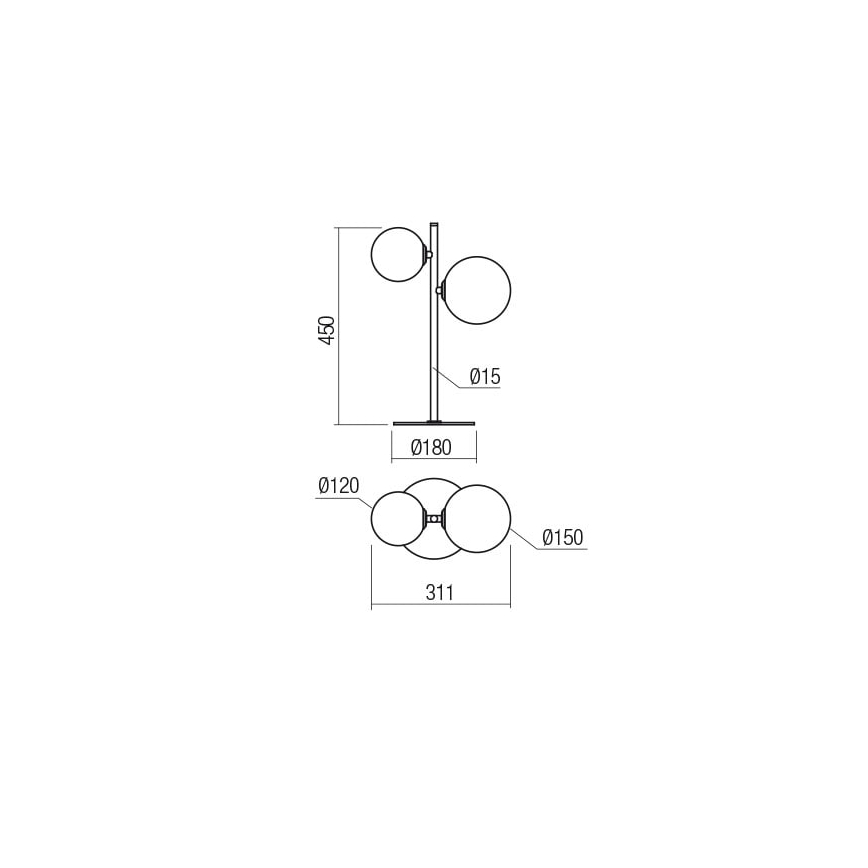 Redo 01-2784 - Candeeiro de mesa ROY 2xG9/10W/230V