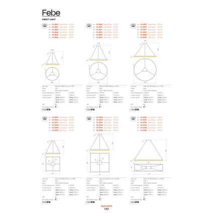 Redo 01-2865 - Candelabro suspenso LED com regulação FEBE LED/37W/230V dourada