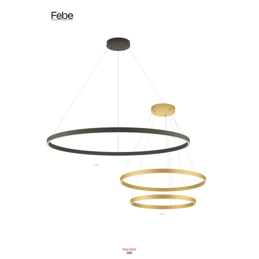 Redo 01-2889 - Candelabro suspenso LED com regulação FEBE LED/62W/230V dourada