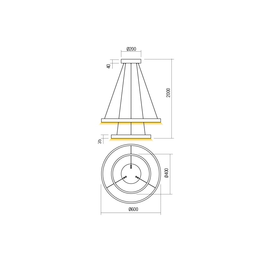 Redo 01-2889 - Candelabro suspenso LED com regulação FEBE LED/62W/230V dourada