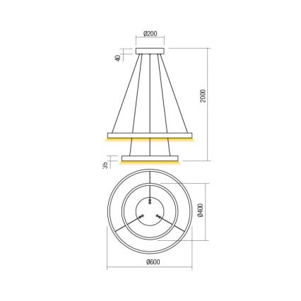Redo 01-2891 - Candelabro suspenso LED com regulação FEBE LED/62W/230V preto