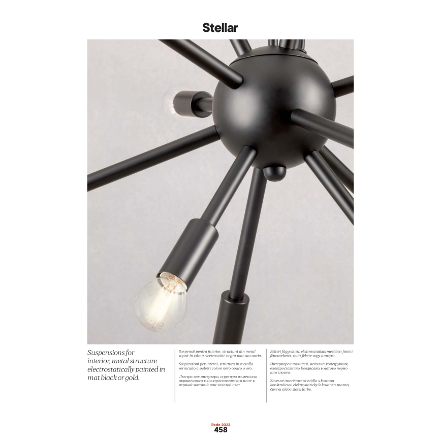 Redo 01-2936 - Candeeiro suspenso STELLAR 18xE14/25W/230V preto