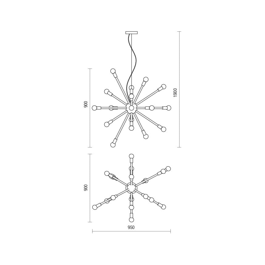 Redo 01-2936 - Candeeiro suspenso STELLAR 18xE14/25W/230V preto