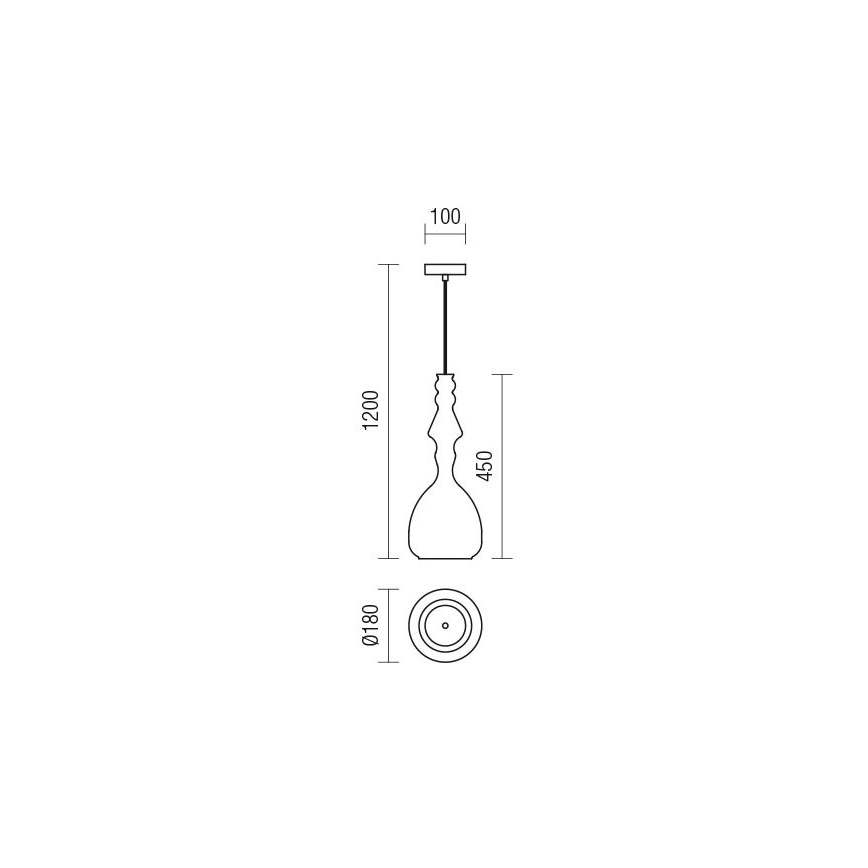 Redo 01-2938 - Pendente com cabo AMBIX, 1xE27/42W/230V, Ø 18 cm, cinza