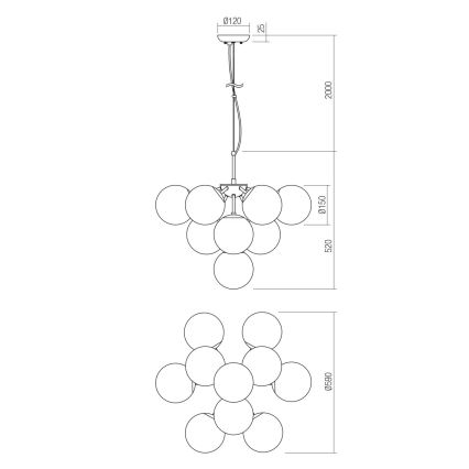 Redo 01-2940 - Candelabro suspenso AGAPE 10xE14/28W/230V dourada