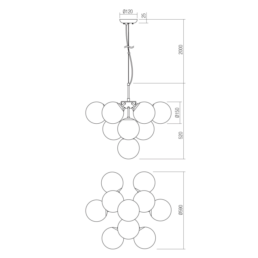 Redo 01-2940 - Candelabro suspenso AGAPE 10xE14/28W/230V dourada