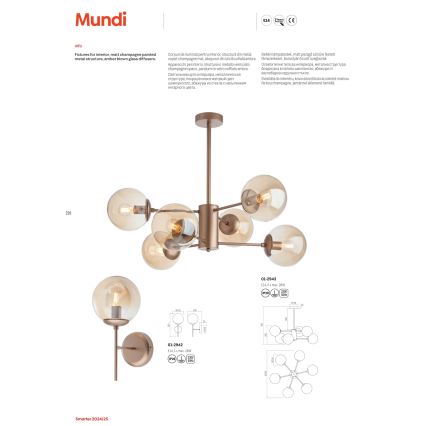 Redo 01-2942 - Candeeiro de parede MUNDI 1xE14/28W/230V cobre