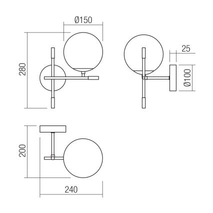 Redo 01-2944 - Iluminação de parede ESSENTIAL 1xE14/28W/230V direita