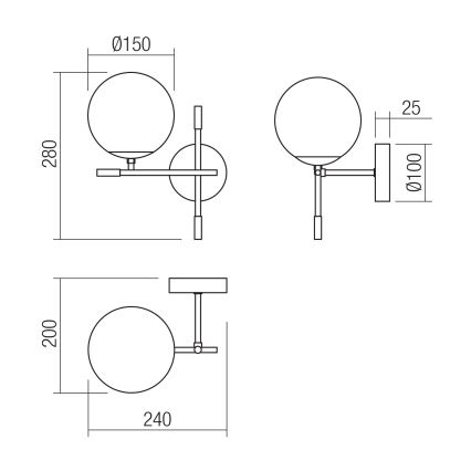 Redo 01-2945 - Iluminação de parede ESSENTIAL 1xE14/28W/230V esquerda