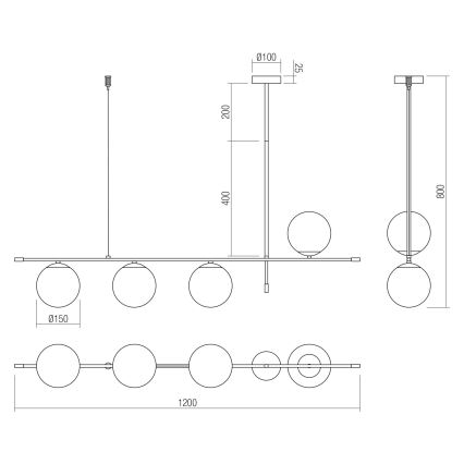 Redo 01-2949 - Candelabro suspenso ESSENTIAL 4xE14/28W/230V