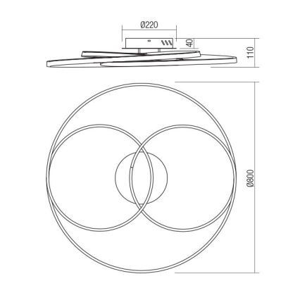 Redo 01-2973 - Iluminação de teto LED CENTRIX LED/92W/230V bronze