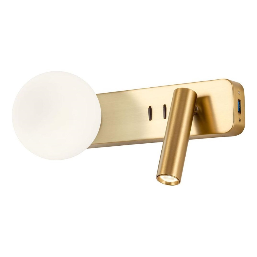 Redo 01-2992 - Aplique de parede LED OASIS LED/3W/230V + 1xG9/10W USB IRC 90 bronze