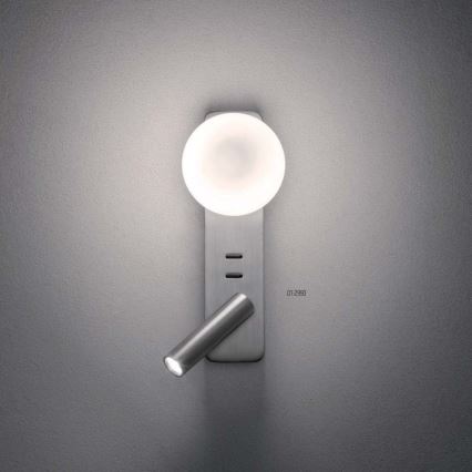 Redo 01-2993 - Aplique de parede LED OASIS LED/3W/230V + 1xG9/10W USB IRC 90 cromado brilhante