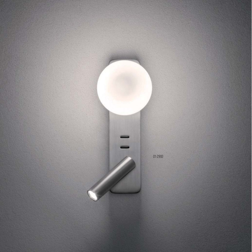 Redo 01-2993 - Aplique de parede LED OASIS LED/3W/230V + 1xG9/10W USB IRC 90 cromado brilhante
