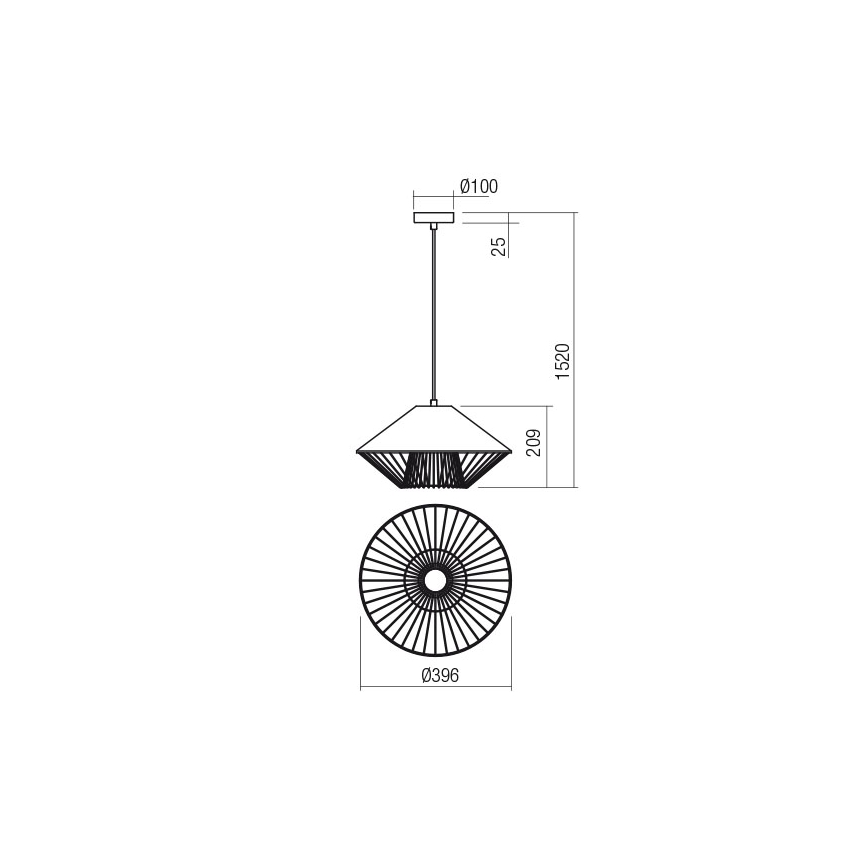 Redo 01-3006 - Pendente com cabo GRILL 1xE27/42W/230V diâmetro 39,6 cm preto/turquesa