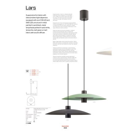 Redo 01-3021 - Lustre LED suspenso por cabo LARS LED/14W/230V + LED/10W, diâmetro 60 cm, CRI 90, preto